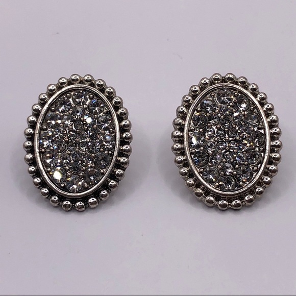 Crystal Rhinestone Large Oval Earrings - Picture 1 of 7